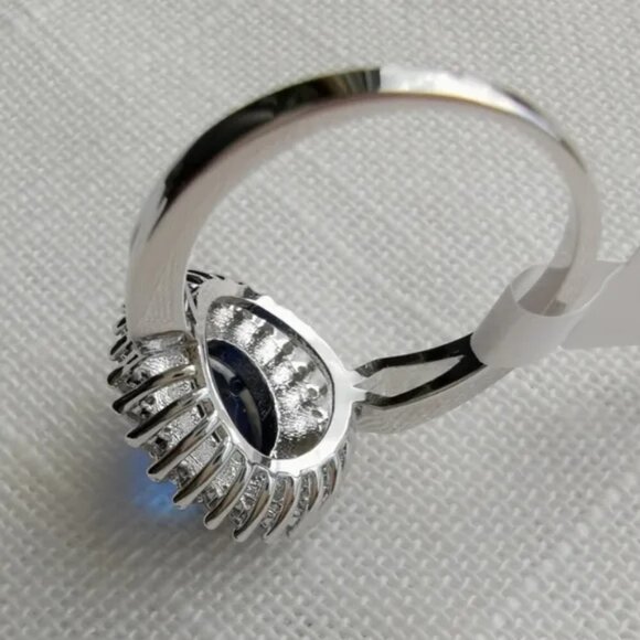 NWT silver sapphire cz ring 14k gold overlay - Picture 2 of 3